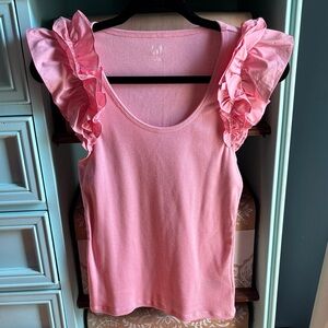 GAP Coral Pink Ruffle Sleeve Tank Top Small